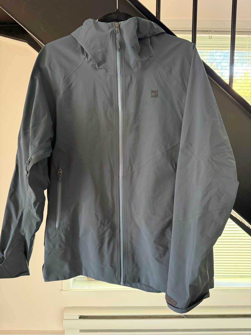 MEC Slate Gray Hooded Softshell Jacket Raincoat